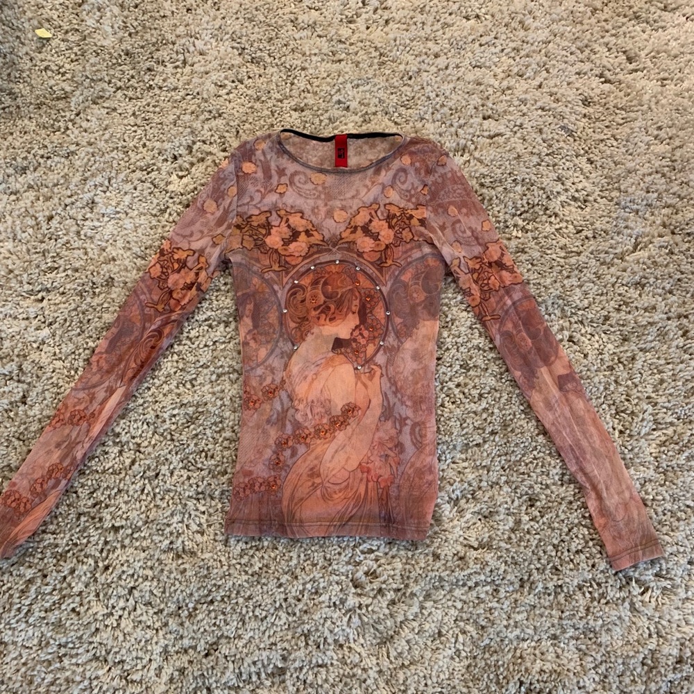 Vintage Long Sleeve Mesh Top